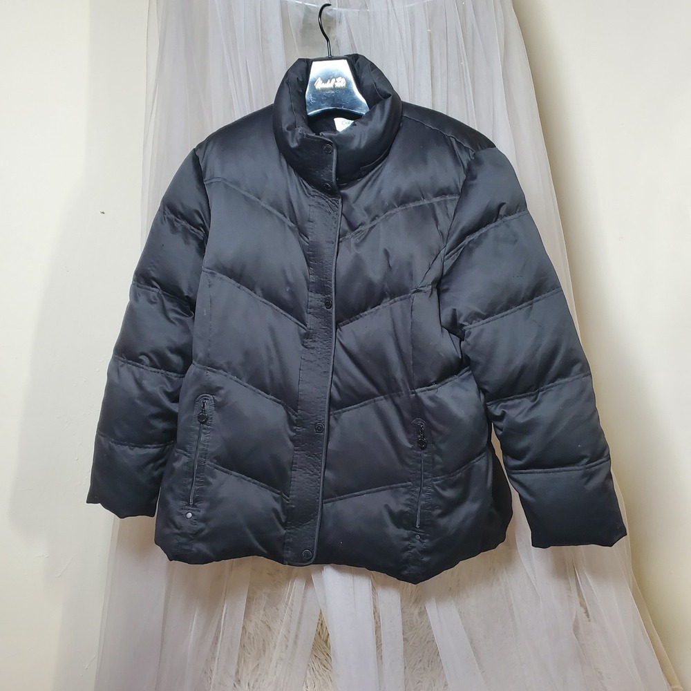Calvin Klein Down Puffer Jacket Coat Black Gorpcore Chevron‎ Full Zip Size 3X